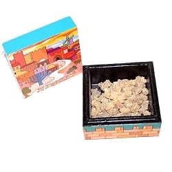 Jerusalem Hand painted Box with Myrrh Incense and Charcoal packet from Jerusalem