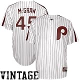 MLB Tug McGraw Philadelphia Phillies 80's Cooperstown Adult Short Sleeve Synthetic Replica Jersey (Wht/Maroon, Large)