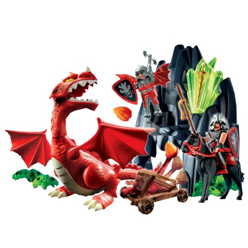 Childrens Toyshop  Toys : Playmobil Knights of Dragon Rock with Dragon