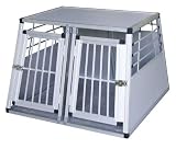 Kerbl 82393 Alu-Transportbox für Hunde 92 x 98 x 68 cm, mit 2 Türen + Kissen