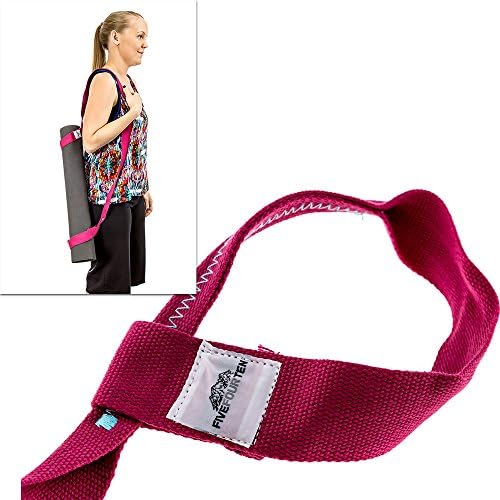 Long Yoga Mat Strap for carrying Thick Yoga Mats of any kind. Replaces Yoga Mat bags and prevents bacteria growth (Lifetime Warranty &amp; Money Back Guarantee Included) - FiveFourTen - Pink