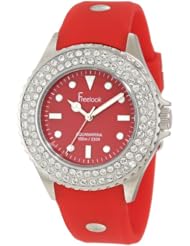 Freelook Womens HA9036-2 Red Band & Dial Ss Case Swarovski Bezel Watch