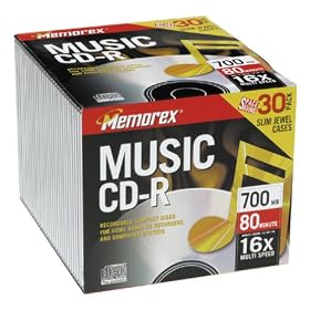 30-pack CDR Media 700MB 80min CD-r80da- for Audio with Slim Jewel