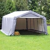 ShelterLogic 12 x 20 x 8-Feet Peak Style Hay Storage Shelter, Green Cover