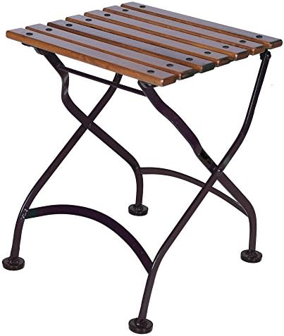 Furniture Designhouse French Veranda European Cafe Square Folding Coffee Table/Bench with European Chestnut Wood Slats