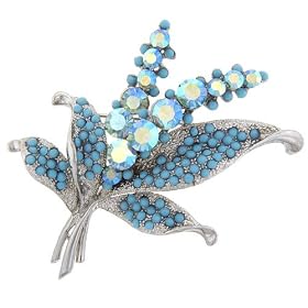 Blue Flower Pin Brooch by Pugster