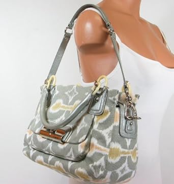 Coach Signature Kristin Ikat Convertiable Satchel Handbag Bag Purse Tote 16940 Grey Multi