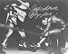 Jake LaMotta Autographed Knocking Sugar Ray Robinson Through Ropes February 1943 16 x 20 Black