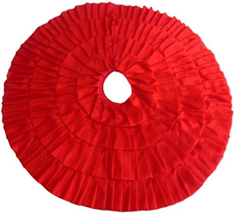 Ruffled Christmas Tree Skirt 48" Red Taffeta by Angelique Home Fashions