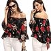 Sunward(TM) Sexy Women Off Shoulder Floral Blouse Tops (Medium, Black)