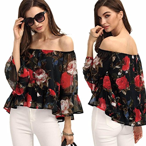 Sunward(TM) Sexy Women Off Shoulder Floral Blouse Tops