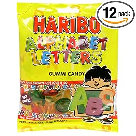Haribo Gummi Candy, Alphabet Letters, 5-Ounce Bags (Pack of 12)