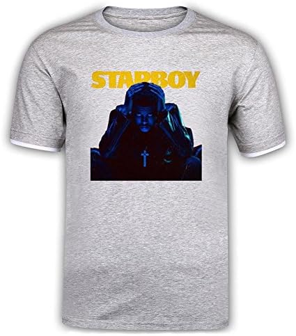 Woquoc The Weeknd Starboy Mercerized Cotton Men T Shirts Light Grey S