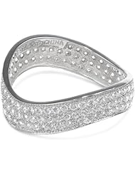 Sterling Silver Round Shaped Cubic-Zirconia Pave Ring, Size 7