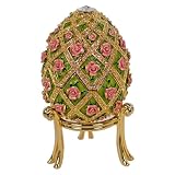 Rose Garden Egg Shaped Musical Trinket Box Czech Preciosa Crystals