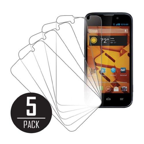 MPERO Collection 5 Pack of Clear Screen Protectors for ZTE Warp 4G N9510 / Source N9511