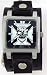 Skull Cross White Square Leather Band Trendy Design Round Steel Case Punk Rocker Biker Black Wide Leather Band Wrist Watch