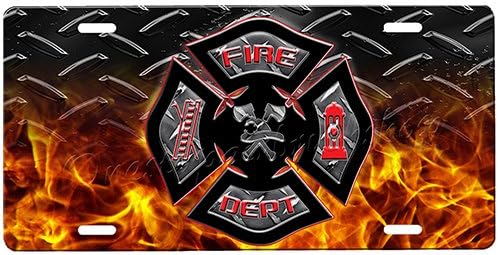 Firefighter Personalized Front Novelty Car Tag Sign