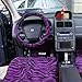 OxGord SCVE-Z1B-PP Purple & Black Zebra Car Cover Set (6pc)