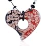 Valentines Day Gifts Murano Glass Half Black Red Open Heart Pendant