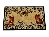 Geo Crafts IE 1657 18-Inch-by-30-Inch PVC Backed Coir Doormat, Butterfly