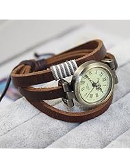 JOINNEW@2013 Fashion 3 Circles Vintage Watch Women Leaheher Wrap Weave Braclet Quartz Wristwatch Gitf Designer Brown