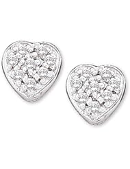 14K White Gold Diamond Heart Earrings - 0.10 Ct. -- LIFETIME WARRANTY