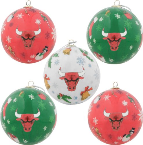 Chicago Bulls 5-Pack Decoupage Ball Ornament