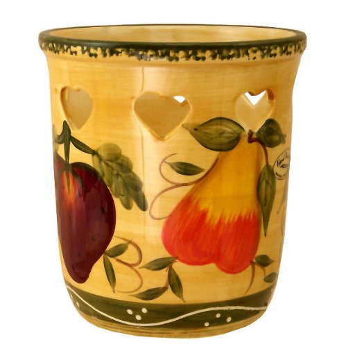 KITCHEN UTENSIL HOLDER, TUSCANY GRAPE FRUIT DECOR