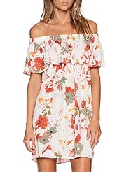 Sexy Polyester Floral Print Short Off the Shoulder Short Sleeves Shift  Dress