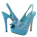 Sheena Studded Platform Slingback Heels TURQUOISE
