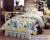 Queen Size Bed - Lindsey Metal Bed in Textured White