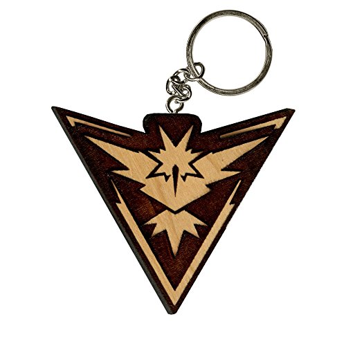 Pokemon Go Team Instinct Keychain Team Yellow by Inked and Screened Laser Engraved in Cherry