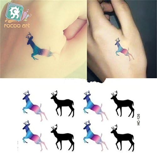 Bling2Bling Mini Deers Pattern Temporary Waterproof Tattoos Sticker Creative Body Art Stickers for Arm/Hand/Neck/Ear/Ankle (Pack of 6)