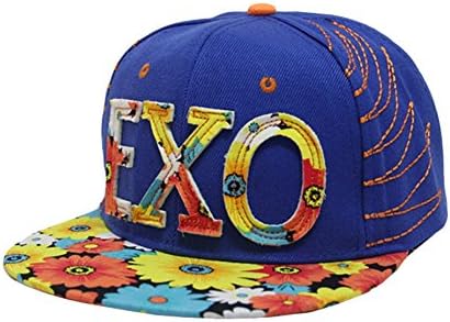Alwin New Bold Floral Exo Vogue Sunhat Baseball Cap Dancing Hop-pop Brim Hat Royalblue