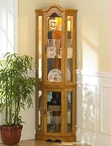 Lighted Curio Cabinet - Golden Oak