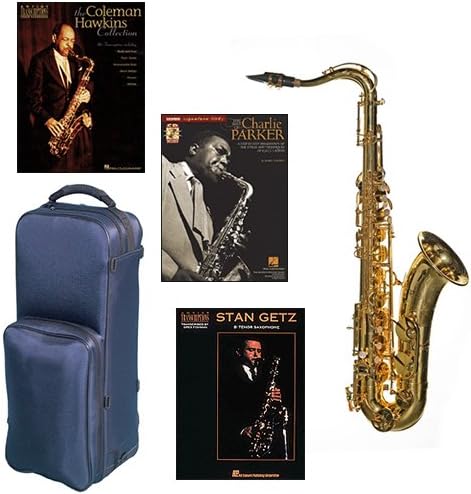 Virtuoso Series Professional Gold Plated Tenor Saxophone Deluxe w/3 Pack of Legends books: Best of Charlie Parker,Stan Getz & Coleman Hawkins Collection