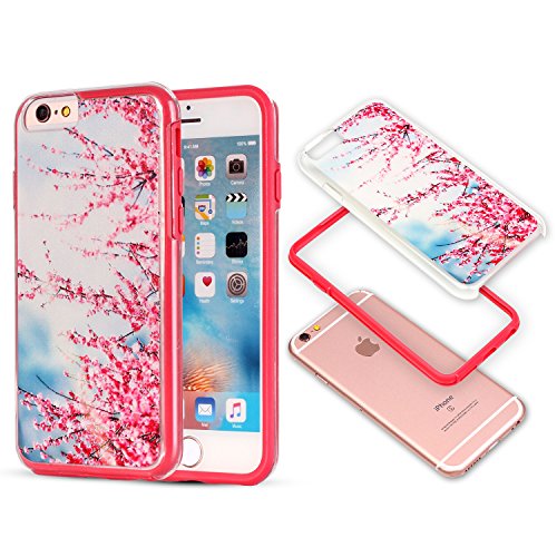 iPhone 6 Cases, iPhone 6S Case,Saxxlistore Embossment Hard PC Back with TPU Bumper Hybrid Covers Protective 2 in 1 Shockproof Anti-Scratch Combo Cover for iPhone 6/6S 4.7 Inch (Pink Flower Tree)