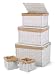 SET OF 3 WHITE WILLOW STORAGE CHEST & 2 SHELF BASKETS WITH VELVET LINING