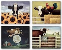 Proud Gate - Surrounded By Sunflowers - Barnyard Cow - Cow Jumps Over Moon Set by Lowell