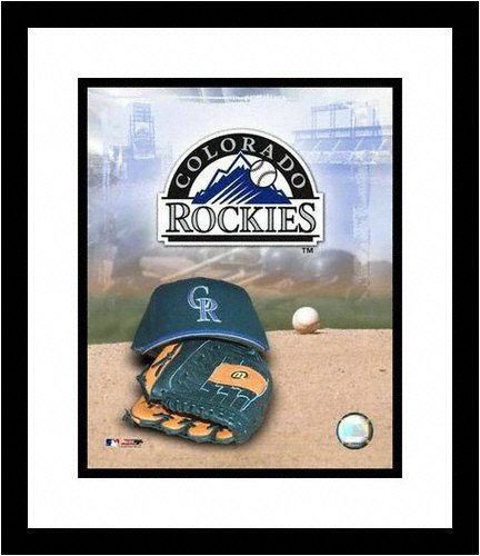 Buy Colorado Rockies Team Logo and Cap Collage Framed 8x10 Photograph by All About Autographs