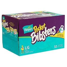 Pampers large Bibsters with Stay-Open Pocket and Leakproof Liner, Sesame Street characters, 32-Count