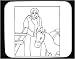 Decorated Mouse Pad with man, black and white, robes, turban, horse, standing, Turkey, Middle East, equine, animal