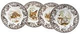 Spode Woodland American Wildlife Set of 4 Winter Scenes Dinner Plates 10 inch (BEAVER-COUGAR-ELK-SNOWSHOE RABBIT)