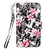 Cellularvilla Wallet Case for ZTE Boost MAX N9520 Pu Leather Wallet Card Flip Open Pocket Case Cover Pouch (Black Pink Flower)