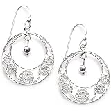 Sterling Silver Round Filigree Bead Drop Earrings
