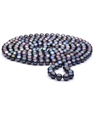 60 inch Black Fresh Water Pearl Rope 7-8 mm each in Pearl Rope