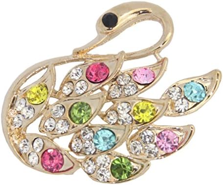 Noble Swan Brooch Gold Plated Rhinestone Crystal Brooches and Pins Wedding Bridal