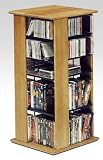 CD / DVD / VHS 576 Solid Wood Oak Finish Spinner Storage Rack