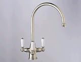 Franke Triflow Series TFC490 Corithian Triple Lever Gooseneck Filtration Faucet with Built-In Filtration System & Side Sprayer: NuBrass